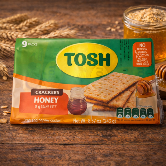 TOSH Crackers Honey – Galletas Integrales con Miel | Snack Saludable Sin Jarabe de Maíz (243g)