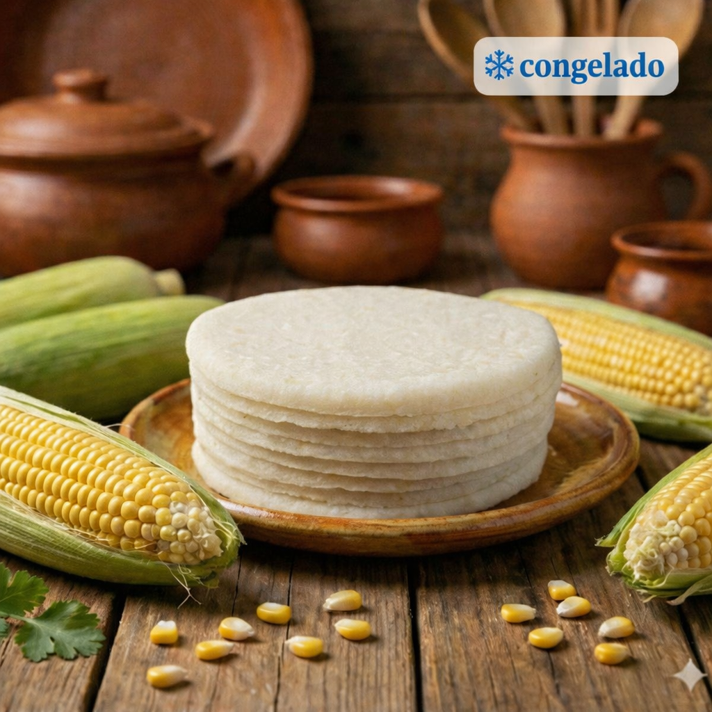Arepas de maíz 100% tipo tela (paquete x8 unidades) Congelado