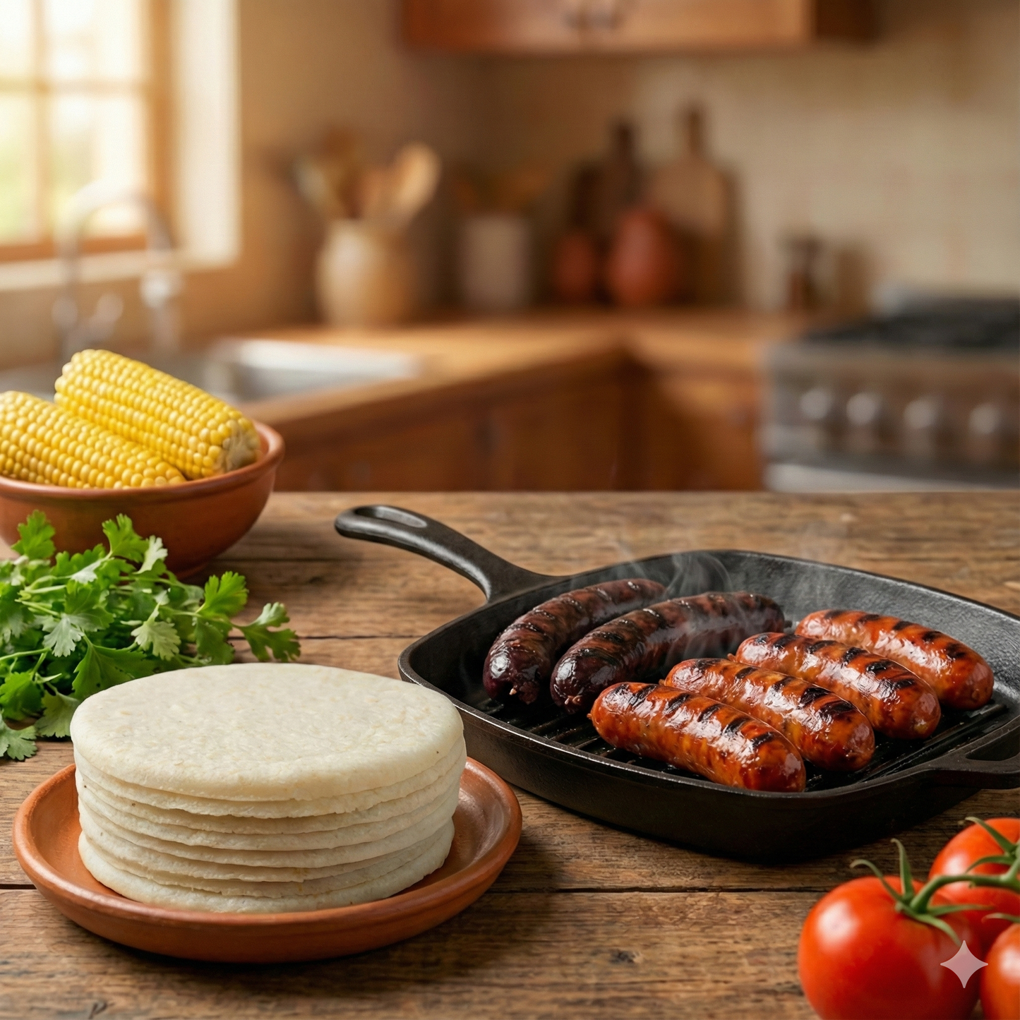 Arepa Lovers 5 - 1 paquete de Arepas de maíz 100% tipo, 1 paquete de Arepas blancas tradicionales, 1 paquete de Chorizo colombiano, 1 paquete de Morcilla colombiana